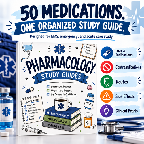 Pharmacology Study Guide: 50 Medications for EMS, Emergency, and Acute Care